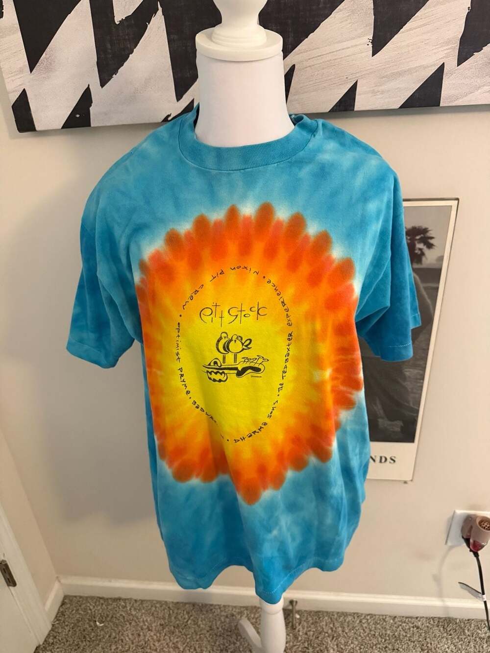 Vintage 90s Eli Stock Giraffe Sun Tie Dye Single Stitch T-Shirt